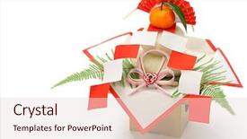  Presentation with rice cake - Audience pleasing slide deck consisting of kagami mochi traditional japanese new backdrop and a lemonade colored foreground