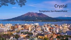  Presentation with city japan - Audience pleasing theme consisting of kagoshima japan city skyline backdrop and a light blue colored foreground