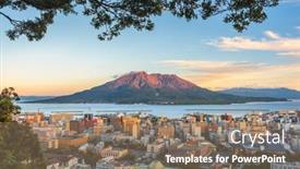  Presentation with volcano - Amazing presentation design having kagoshima-japan-skyline-with-sakurajima backdrop and a violet colored foreground