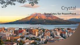  Presentation with volcano - Presentation theme consisting of kagoshima-japan-skyline-with-sakurajima background and a light blue colored foreground