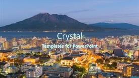  Presentation with volcano - Slide deck having kagoshima-japan-skyline-with-sakurajima background and a ocean colored foreground
