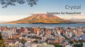  Presentation with volcano - Audience pleasing slide set consisting of kagoshima-japan-skyline-with-sakurajima backdrop and a light blue colored foreground