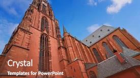  Presentation with view of frankfurt am main - Audience pleasing PPT theme consisting of kaiserdon st bartholomaus in german backdrop and a tawny brown colored foreground