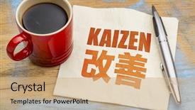  Presentation with continuous improvement - Presentation enhanced with kaizen - japanese continuous improvement concept background and a coral colored foreground
