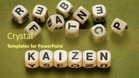  Presentation with continuous - PPT theme having kaizen-word-abstract-in-wooden background and a tawny brown colored foreground