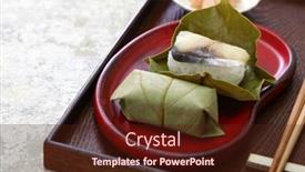  Presentation with japanese food - Cool new slide set with kaki-no-ha-zushi-mackerel backdrop and a wine colored foreground