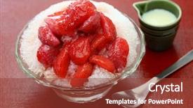  Presentation with dessert - Audience pleasing slides consisting of kakigori japanese shaved ice dessert backdrop and a tawny brown colored foreground