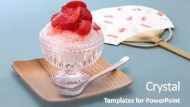  Presentation with tea milk shaved ice - Slide deck with kakigori japanese shaved ice dessert background and a light blue colored foreground