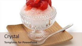  Presentation with dessert - PPT theme enhanced with kakigori japanese shaved ice dessert background and a coral colored foreground