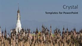  Presentation with hidden - Theme enhanced with kakku pagodas are nearly 2500 beautiful stone stupas hidden in a remote area of myanmar not very far from the lake inle this sacred place is on the territory of the pao people shan state myanmar background and a seafoam green colored foreground