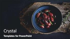  Presentation with olive oil - PPT theme enhanced with kalamata-olives-with-rosemary background and a dark gray colored foreground