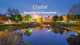  Presentation with usa - Audience pleasing presentation design consisting of kalamazoo-michigan-usa-downtown-cityscape backdrop and a teal colored foreground