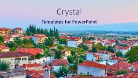  Presentation with scenic - Beautiful PPT theme featuring kalambaka-town-in-thessaly-greece backdrop and a sky blue colored foreground