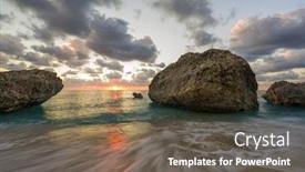  Presentation with island sunset - Colorful slide deck enhanced with kalamitsi beach at sunset long exposure ionian sea lefkada island greece backdrop and a gray colored foreground