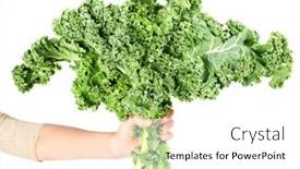  Presentation with healthy nutrition - PPT theme having kale-cabbage-healthy-diet background and a white colored foreground