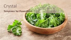  Presentation with cannabis marijuana leaves - Slide set having kale-leaves-vegetable-on-wooden background and a lemonade colored foreground