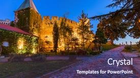  Presentation with architecture - Slide deck with kalemegdan fortress beograd - serbia - architecture background and a violet colored foreground