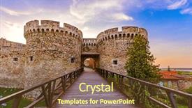  Presentation with architecture - Slides with kalemegdan fortress beograd - serbia - architecture background and a tawny brown colored foreground