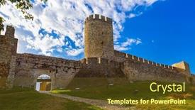  Presentation with architecture - Audience pleasing theme consisting of kalemegdan-fortress-in-belgrade-serbia backdrop and a tawny brown colored foreground