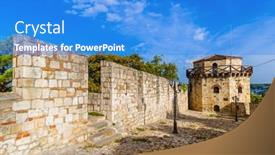  Presentation with architecture - Beautiful theme featuring kalemegdan-fortress-in-belgrade-serbia backdrop and a teal colored foreground