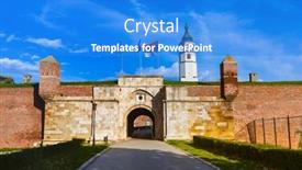  Presentation with architecture - Beautiful presentation design featuring kalemegdan-fortress-in-belgrade-serbia backdrop and a cobalt blue colored foreground