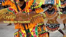  Presentation with philippines festival - PPT theme enhanced with kalibo-philippines-17-january-2014 background and a tawny brown colored foreground