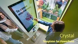  Presentation with food kiosk - Presentation theme consisting of kaliningrad-russia-circa-july-2022 background and a tawny brown colored foreground