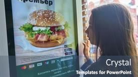  Presentation with food kiosk - Slides enhanced with kaliningrad-russia-circa-july-2022 background and a ocean colored foreground