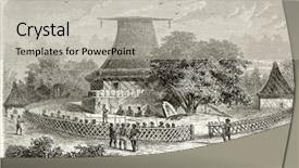  Presentation with old house - Slides featuring kalou spirit house in fiji background and a light gray colored foreground