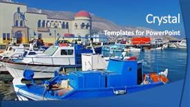  Presentation with greek islands - PPT layouts featuring kalymnos bay - beautiful greek islands background and a teal colored foreground
