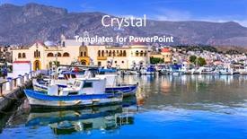  Presentation with greek - Colorful PPT theme enhanced with kalymnos-beautiful-greek-island backdrop and a light blue colored foreground