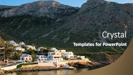  Presentation with island sunset - PPT theme enhanced with kamares-town-on-sifnos-island background and a dark gray colored foreground