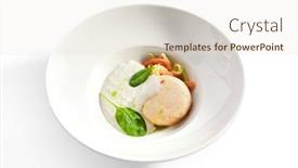  Presentation with restaurant menu - PPT theme consisting of kamchatka crab and scallop souffle closeup seafood restaurant dish menu item delicious meal healthy food isolated on white background gourmet dinner tasty exquisite lunch close up background and a lemonade colored foreground