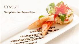  Presentation with crab - Presentation featuring kamchatka crab with salad background and a cream colored foreground
