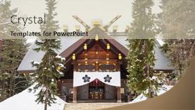  Presentation with hokkaido - Colorful PPT theme enhanced with kamikawa-shrine-during-winter backdrop and a soft green colored foreground