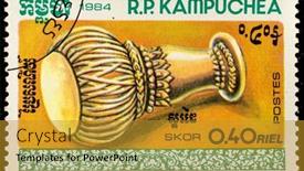  Presentation with musical instrument - Slides featuring kampuchea-circa-1984-a-stamp background and a gold colored foreground