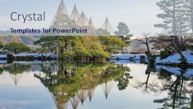  Presentation with gardens - Slide set with kanazawa-ishikawa-japan-dawn-winter background and a sky blue colored foreground