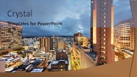  Presentation with city japan - Beautiful PPT theme featuring kanazawa-ishikawa-japan-downtown-city backdrop and a light blue colored foreground