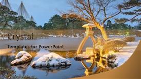  Presentation with japan - Slide deck enhanced with kanazawa ishikawa japan twilight winter at kenrokuen gardens background and a coral colored foreground