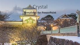  Presentation with japan castle - Cool new PPT layouts with castle on a winter night backdrop and a light blue colored foreground