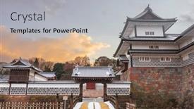  Presentation with japan castle - Colorful theme enhanced with kanazawa-japan-at-kanazawa-castle backdrop and a light gray colored foreground