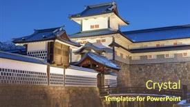  Presentation with japan castle - PPT theme having kanazawa-japan-at-kanazawa-castle background and a tawny brown colored foreground
