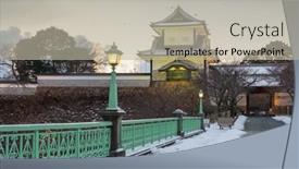  Presentation with japan castle - Theme featuring kanazawa-japan-at-kanazawa-castle background and a mint green colored foreground