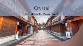  Presentation with winter scene - Slides having kanazawa-japan-street-scene background and a light blue colored foreground