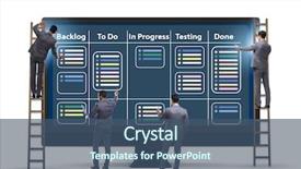 Presentation with concept - Colorful slide set enhanced with kanban - businessman in agile methods concept backdrop and a ocean colored foreground