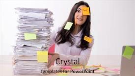  Presentation with employee - Presentation consisting of kanban - young female employee in conflicting background and a soft green colored foreground