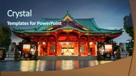  Presentation with tokyo - Slide deck enhanced with kanda shrine in tokyo japan background and a ocean colored foreground