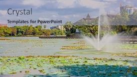  Presentation with lake - Audience pleasing theme consisting of kandawgyi-lake-at-yangon-rangoon backdrop and a light blue colored foreground