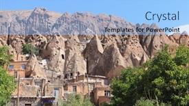  Presentation with ancient iran - PPT theme with kandovan-ancient-iranian-cave-village background and a light blue colored foreground