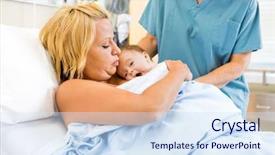  Presentation with skin medical - PPT theme enhanced with kangaroo - medical professional assisting mother background and a sky blue colored foreground